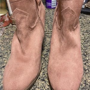 Pink suede booties size 10